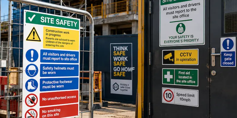 Site entrance with eco signage 